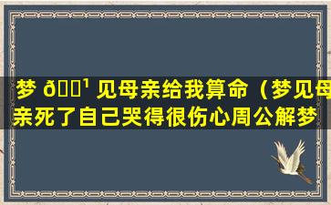 梦 🌹 见母亲给我算命（梦见母亲死了自己哭得很伤心周公解梦 🐶 ）